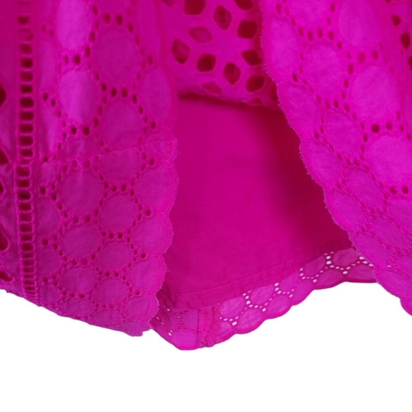 LANDS END Sz 8 Sleeveless Eyelet Shift Dress Cotton Preppy Fully Lined Pink - Picture 9 of 12